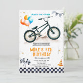 BMX Bike Birthday party Invitation Kaart (Staand voorkant)