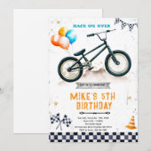 BMX Bike Birthday party Invitation Kaart (Voorkant / Achterkant)