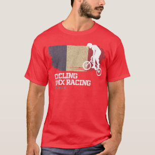 BMX Bike France Flag Biking Cycling Racing BMX 351 T-shirt