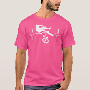 BMX Bike Rider Heartbeat Line Motorcross FreeBMX L T-shirt