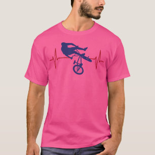 BMX Bike Rider Heartbeat Line Motorcross FreeBMX L T-shirt