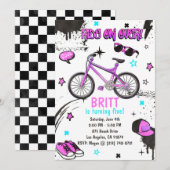 BMX-fiets paarse uitnodiging (Voorkant / Achterkant)