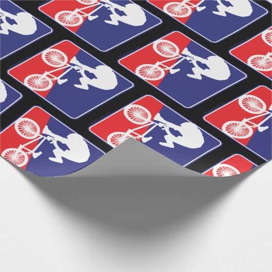 BMX Fietser in rood, wit en blauw Cadeaupapier (Hoek)