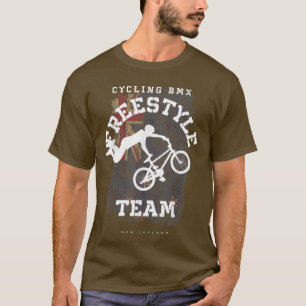 BMX Freestyle Bike New Zealand Flag Biking Cycling T-shirt