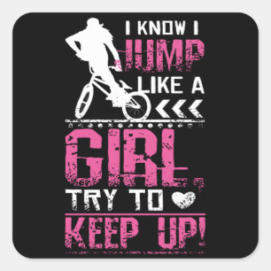 Bmx Freestyle Girl Vierkante Sticker