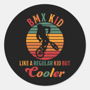 BMX-Kind als een normaal Kind, maar koeler fiets Ronde Sticker