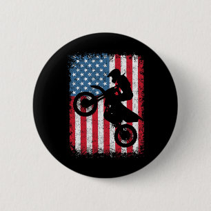 BMX-motorfietsrijder Amerikaanse vlag 4 juli-jonge Ronde Button 5,7 Cm