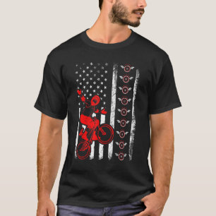 Bmx Retro American Flag Bmx 4 juli T-shirt