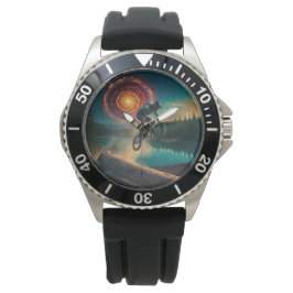 BMX Rider door een Forest Lake Horloge