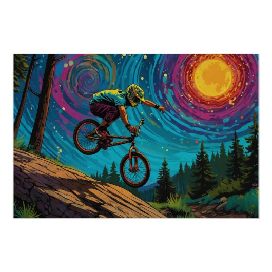 BMX Rider op Berghelling Perfect Poster (Voorkant)