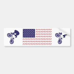 BMX Rider - Patriottische Amerikaanse vlag+ Bumpersticker