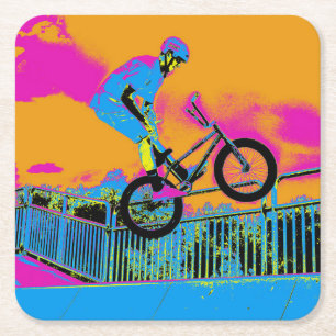 BMX Trickster - BMX Trick Bike Vierkante Kartonnen Onderzetter
