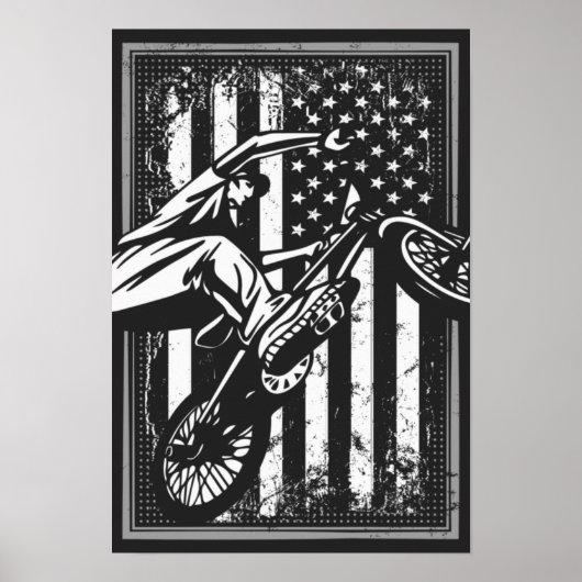 Bmx Usa - Amerikaanse vlag - Bmx Poster (Voorkant)