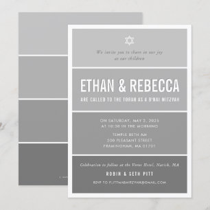 B'NAI MITZVAH modern ombre gradient medium grijs Kaart
