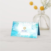 B'nai Mitzvah Turquoise Waterverf Custom Names (Achterkant)