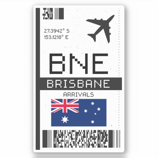 BNE Brisbane Boarding Pass - Australië Reizen Sticker (Voorkant)