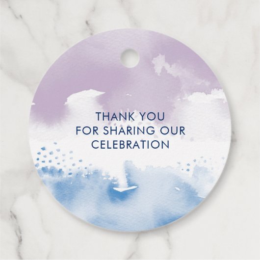 B'NEI MITZVAH SEAL paarse waterverf Bedankjes Labels (Achterkant)