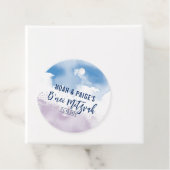 B'NEI MITZVAH SEAL paarse waterverf Bedankjes Labels (In situ)