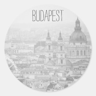 BnW Boedapest-landschap Klassieke Sticker