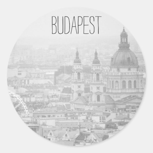BnW Budapest paysage Sticker rond classique (Devant)