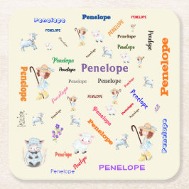 BO PEEP KINDERKAMER RIJM Woordnaam Collage Vierkante Kartonnen Onderzetter