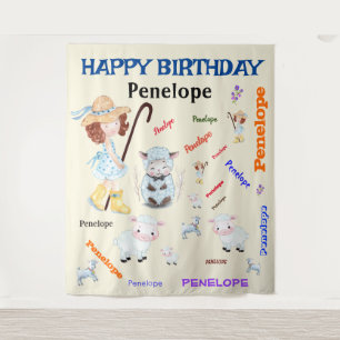 BO PEEP KINDERKAMER RIJM Woordnaam Collage Wandkleed