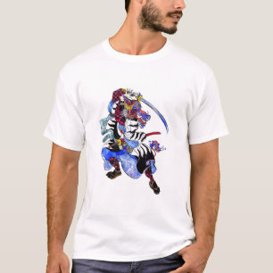 Boar Samurai met een zwaard in Japanse stijl T-shirt