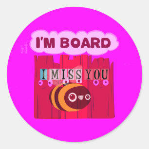 Board Bee Art Print Ronde Sticker