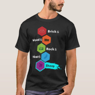 Board Game Brick Wood Rock Wheat & Sheep T-shirt