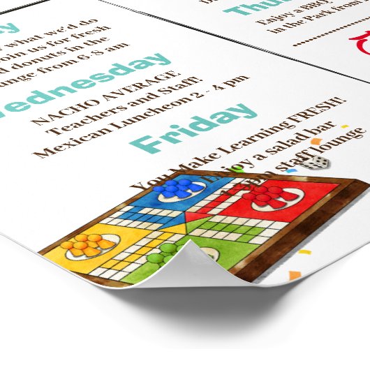 Board Games leraar waardering week sjabloon Poster (Hoek)