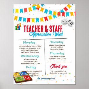 Board Games leraar waardering week sjabloon Poster