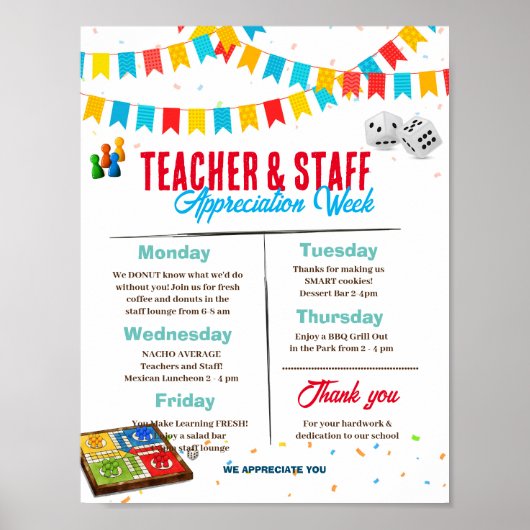 Board Games leraar waardering week sjabloon Poster (Voorkant)