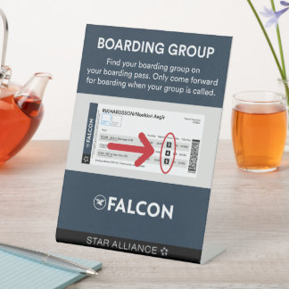 Boarding group sign reclamebord met voetstuk