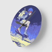 Boarding in de ruimte - Skateboarder Design Ronde Klok (Hoek)