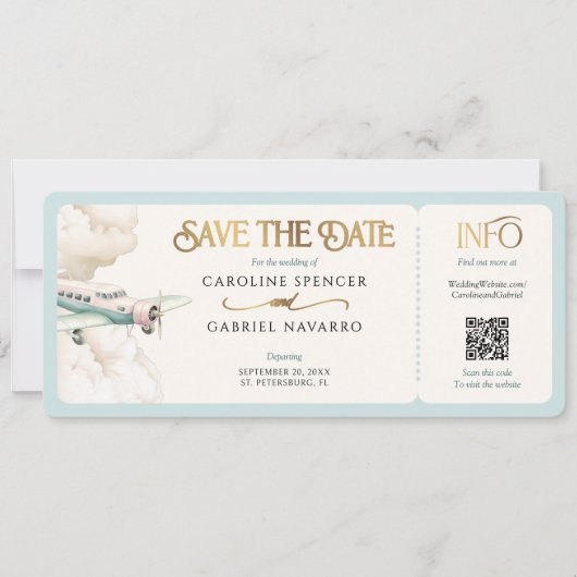Boarding Pass Airplane Wedding Invitation (Devant)