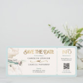 Boarding Pass Airplane Wedding Invitation Kaart (Staand voorkant)