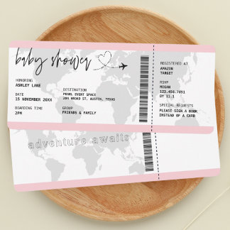 Boarding Pass Baby Girl Travel Baby shower Kaart