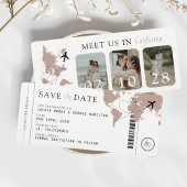 Boarding Pass Beige Neutraal 3 foto's Huwelijk Save The Date