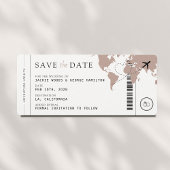 Boarding Pass Beige Neutraal 3 foto's Huwelijk Save The Date