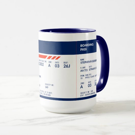 Boarding Pass (blauw en rood) SRG Mok (Voorkant rechts)