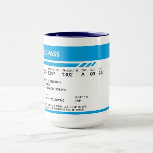 Boarding Pass (blauw) SRG Mok (Midden)