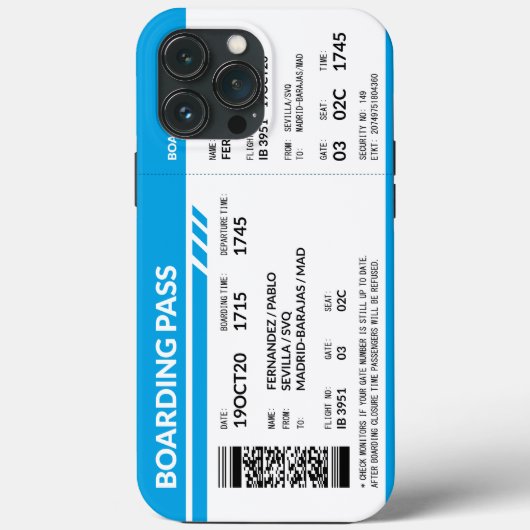 Boarding Pass (blue) Case-Mate iPhone Case (Achterkant)