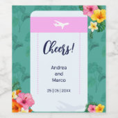 Boarding Pass bruiloft uitnodiging bestemming Wijn Etiket (Enkel label)
