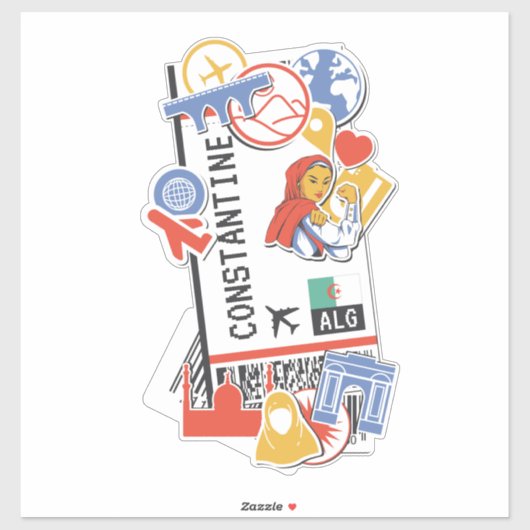 BOARDING PASS CONSTANTINE ALGERIA STICKER (Vel)