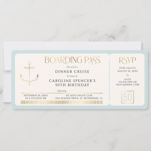 Boarding Pass Cruise Birthday Kaart (Voorkant)