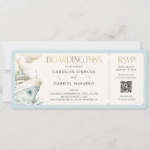 Boarding Pass Cruise Wedding Invitation (Devant)