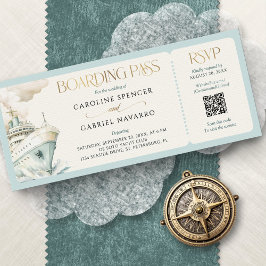Boarding Pass Cruise Wedding Invitation Kaart