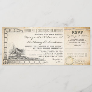 Boarding Pass Cruise Wedding Uitnodigingen met RSV