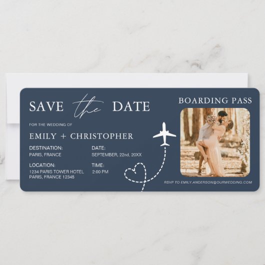 Boarding Pass Destination Wedding QR Code  (Voorkant)