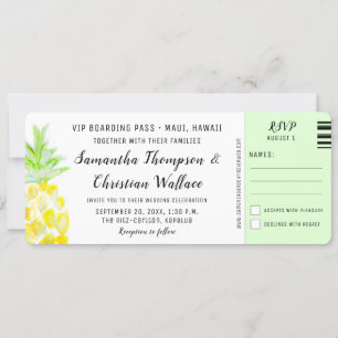 Boarding Pass Destination Wedding RSVP-ticket Kaart